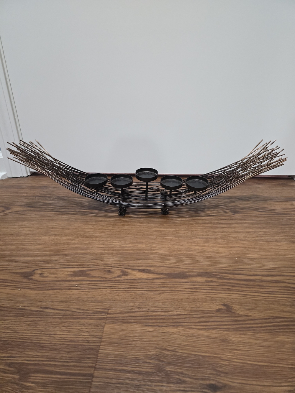 Vintage-Style Metal Wire Boat Candelabra Centerpiece – 5 Candle Cup Slots